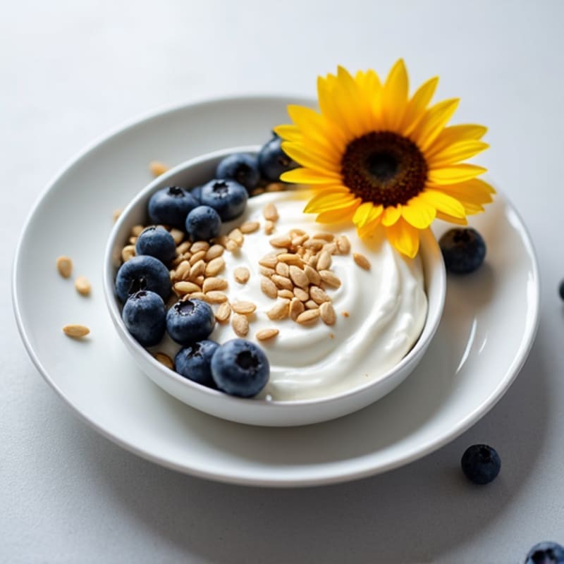 Greek Yogurt with Sunflower Seeds and Blueberries