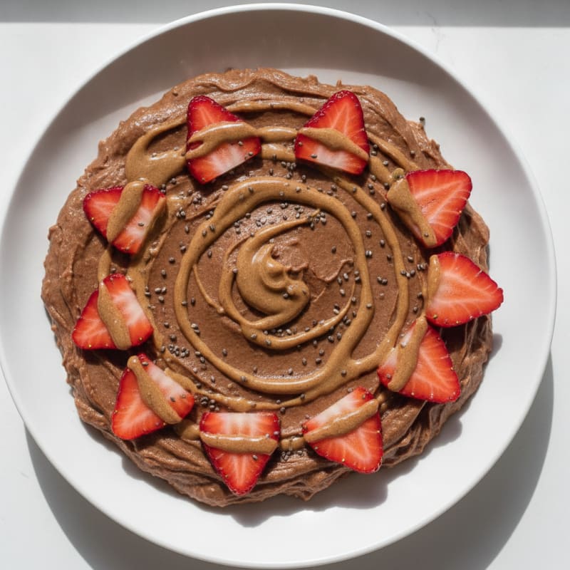 Silky Chocolate Protein Pudding with Sliced Strawberries
