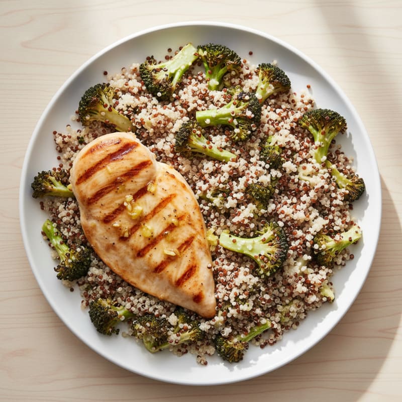 Grilled Chicken Breast with Roasted Broccoli and Quinoa