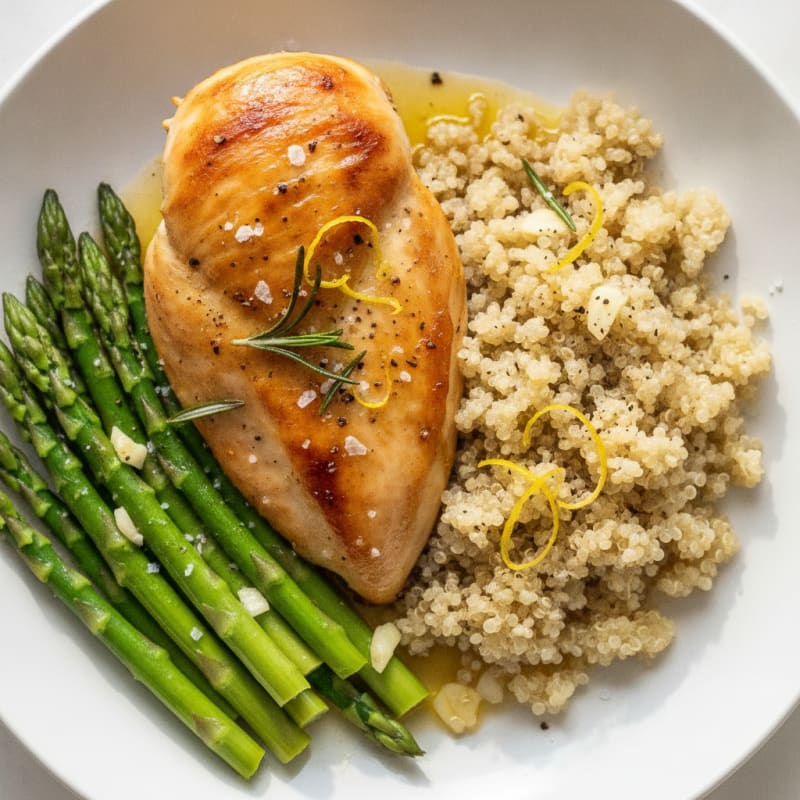 Lemon Herb Roasted Chicken with Asparagus
