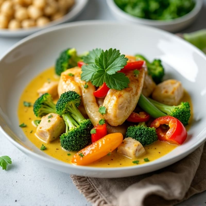 Creamy Coconut Green Curry Chicken with Fresh Vegetables