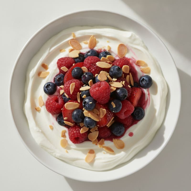 Creamy Greek Yogurt with Mixed Berries and Protein Powder