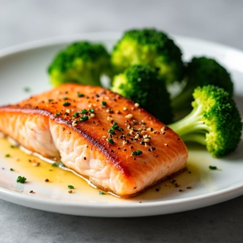 Seared Salmon with Steamed Broccoli