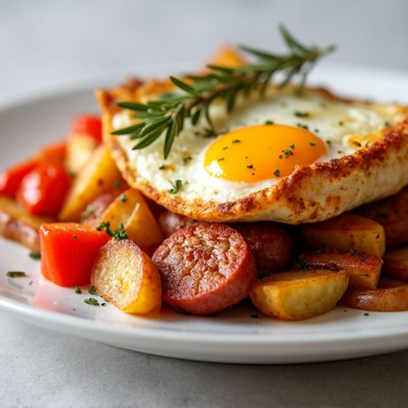 Lean Sausage and Roasted Potato Bake with Peppers and Onions