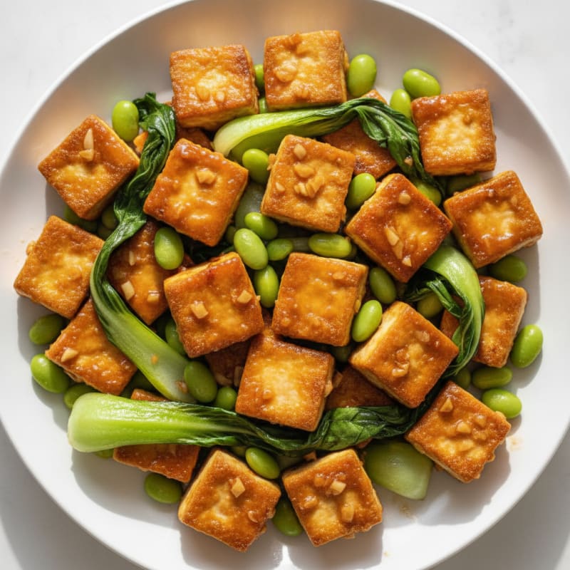 Pan-Seared Tofu with Ginger-Garlic Sauce