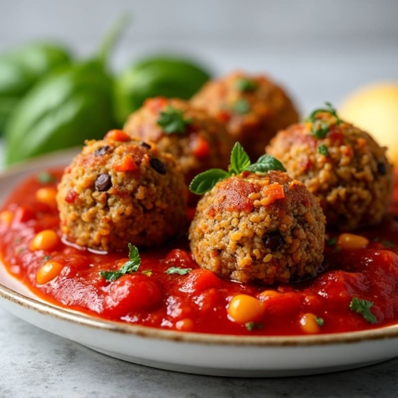 Hearty Baked Vegan Lentil Meatballs with Fresh Marinara