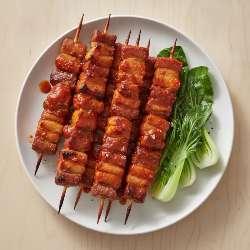 Spicy Gochujang Pork Belly Skewers