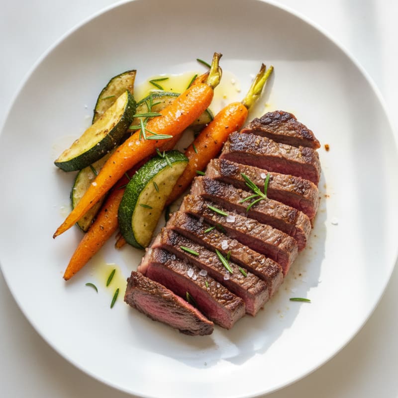 Seared Steak with Roasted Carrot and Zucchini