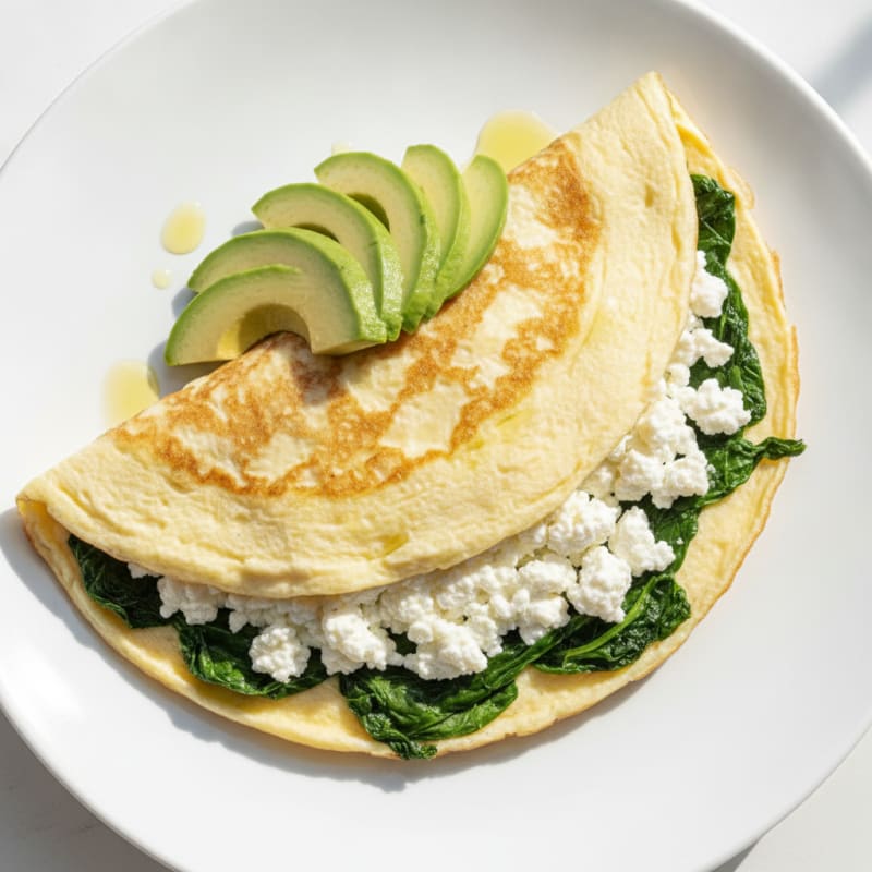 Egg White Spinach Omelette with Cottage Cheese