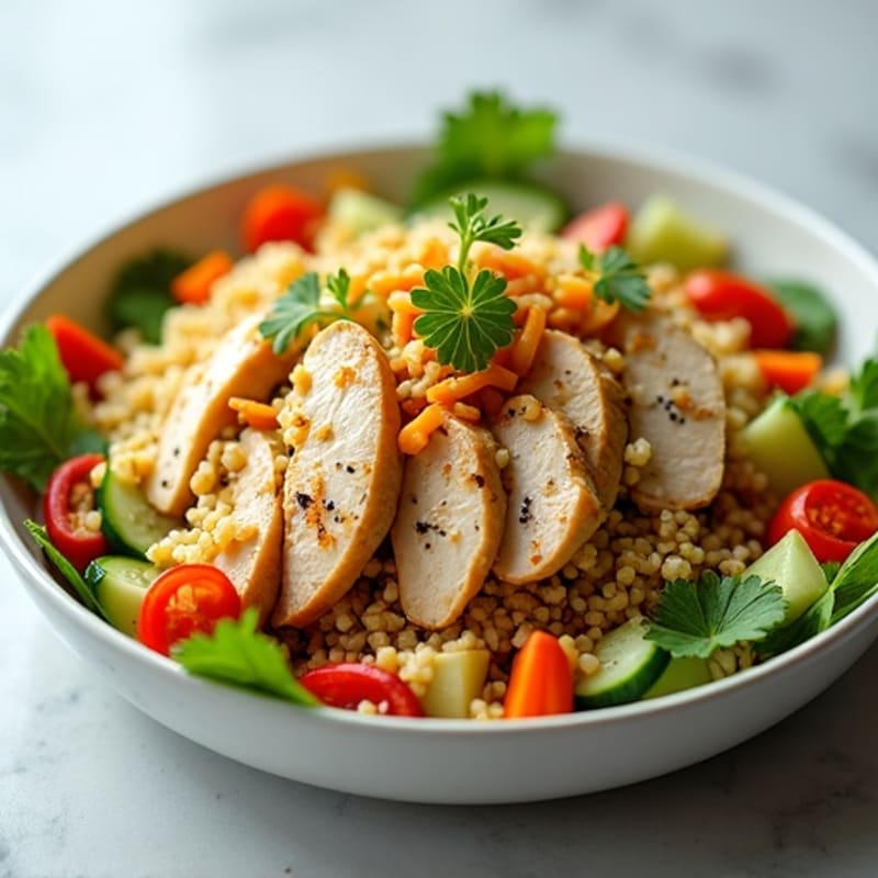 Grilled Chicken and Quinoa Salad with Crunchy Vegetables