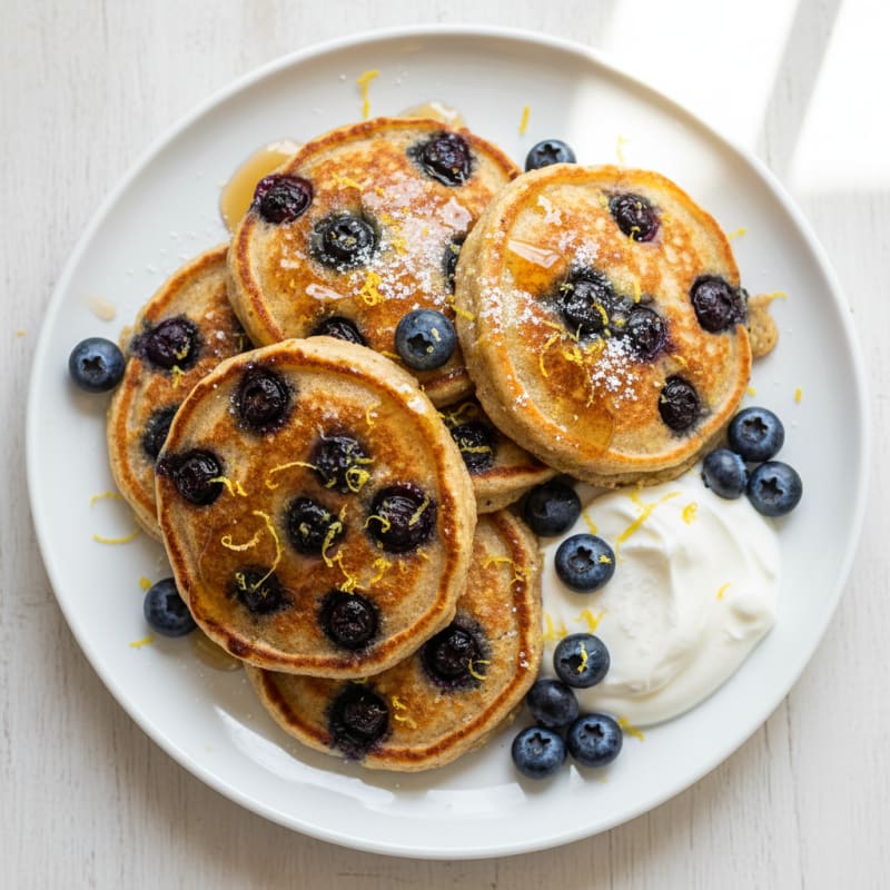 Blueberry Ricotta Pancakes with Lemon Zest