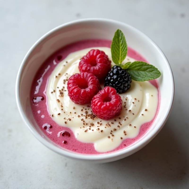Silky Cottage Cheese Protein Pudding with Mixed Berries