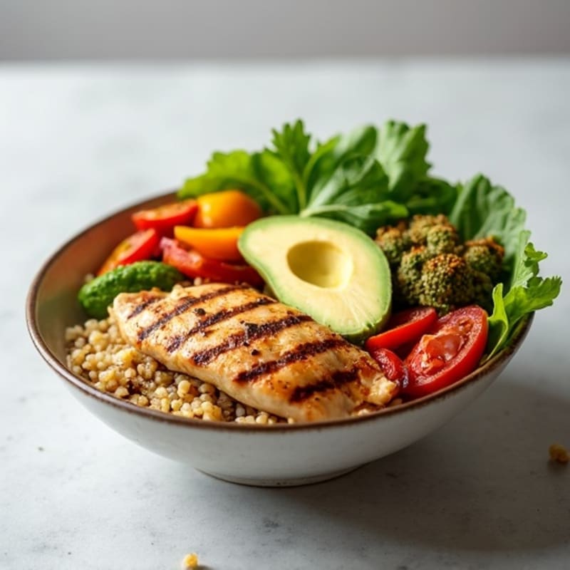 Grilled Chicken and Quinoa Bowl with Roasted Vegetables
