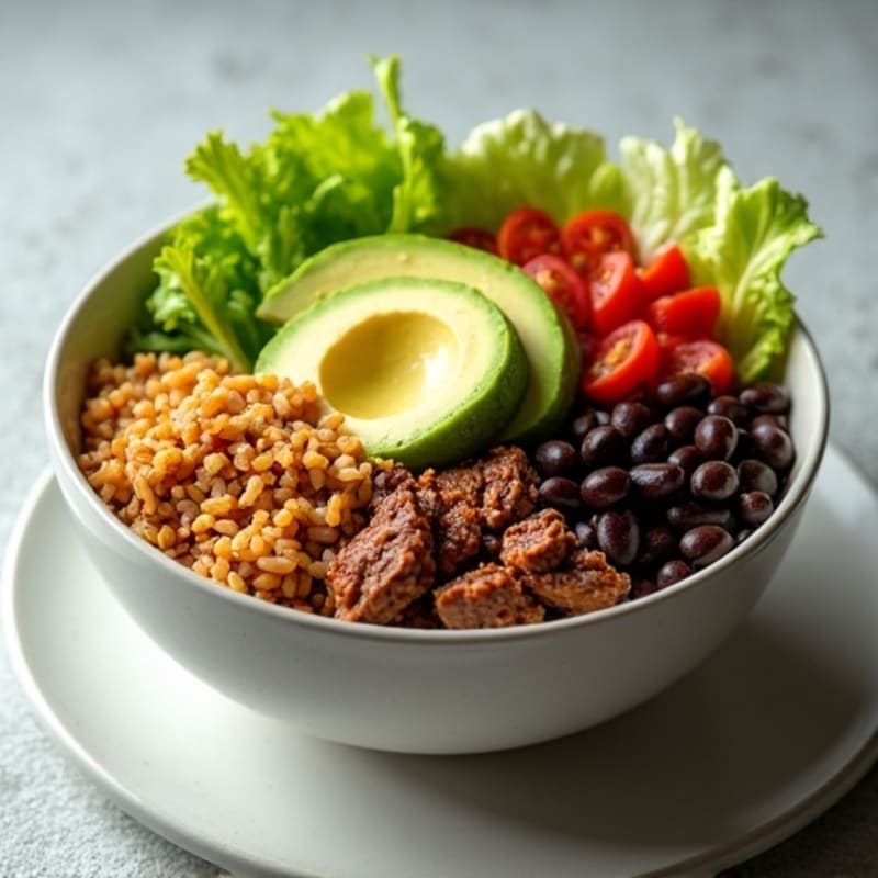 Spicy Lean Ground Beef Taco Bowl with Fresh Salsa and Creamy Avocado