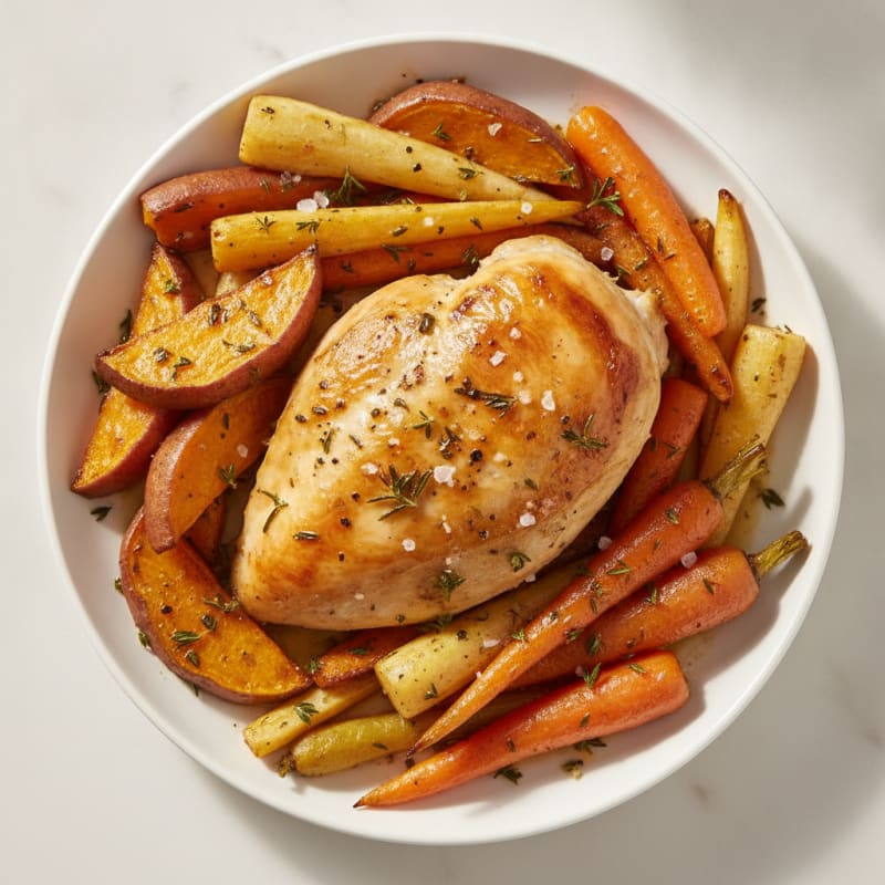 Garlic Herb Roasted Chicken with Root Vegetables