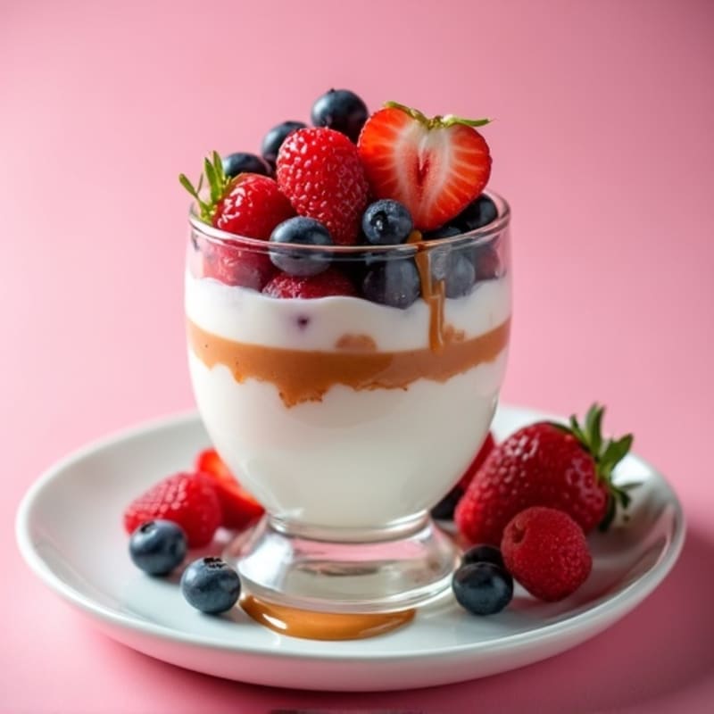 Greek Yogurt Protein Parfait with Mixed Berries and Almond Butter