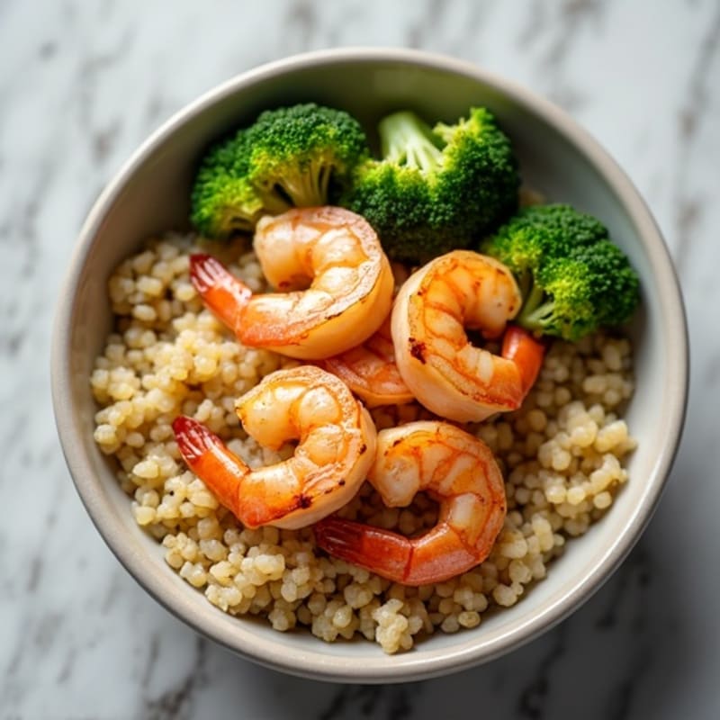 Seared Shrimp and Quinoa Bowl with Roasted Broccoli