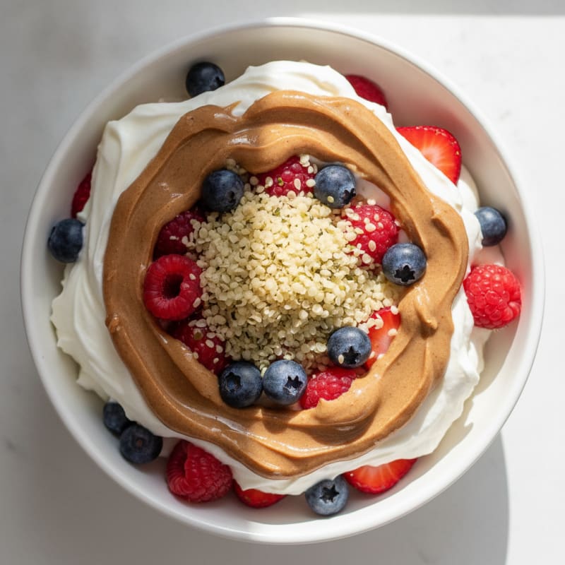 Greek Yogurt Protein Parfait with Mixed Berries and Almond Butter