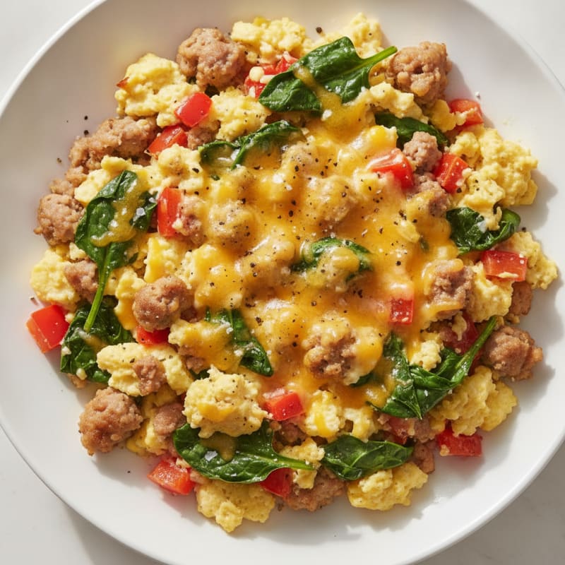 Sausage and Cheese Egg White Scramble