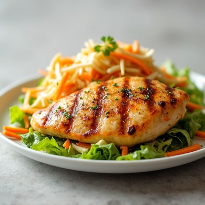 Grilled Chicken Breast with Crunchy Cabbage Slaw