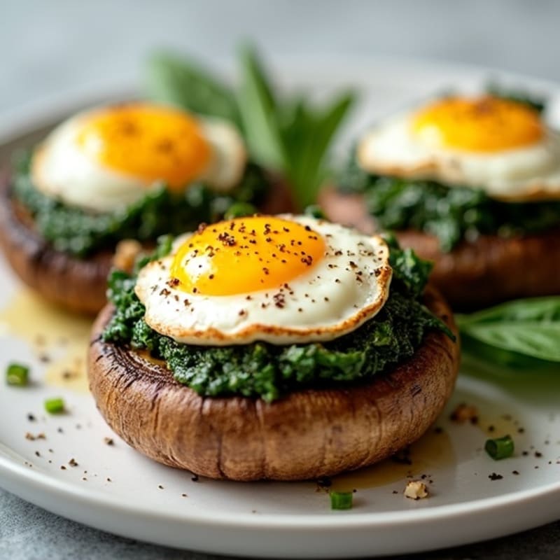 Roasted Spinach and Feta Stuffed Portobello Mushrooms