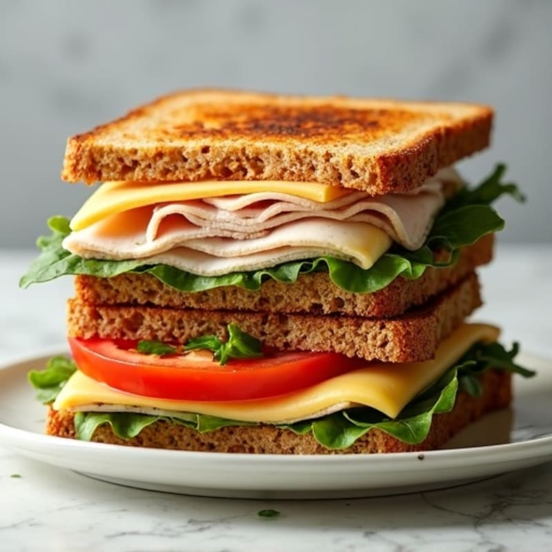 Crispy Whole Grain Stacked Turkey and Vegetable Melt