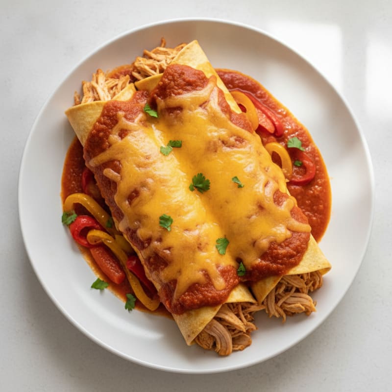 Chicken and Cheese Enchiladas with Red Sauce