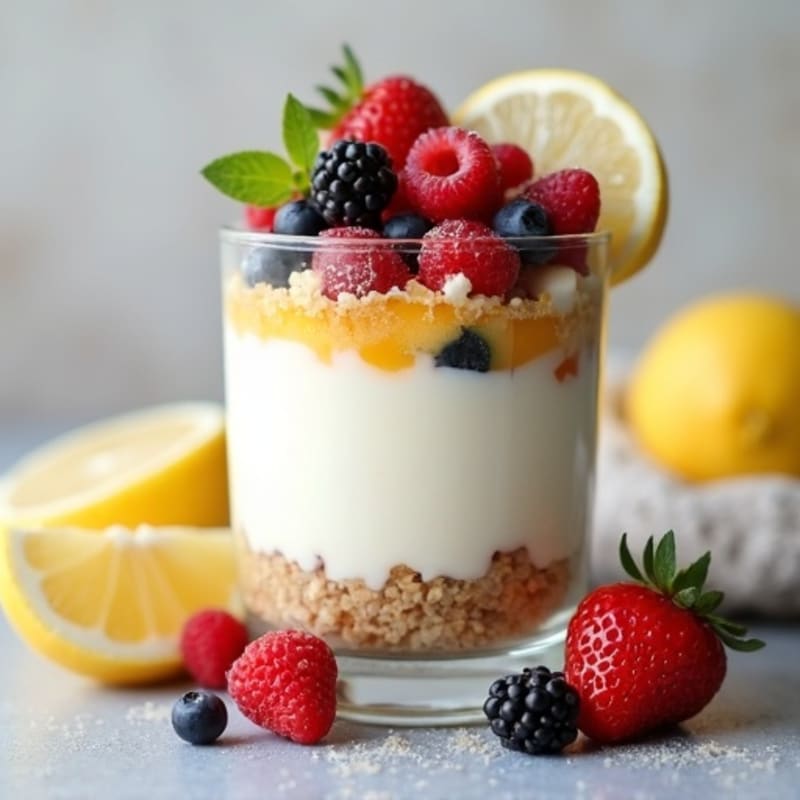 Creamy Lemon Berry Protein Cheesecake Parfait