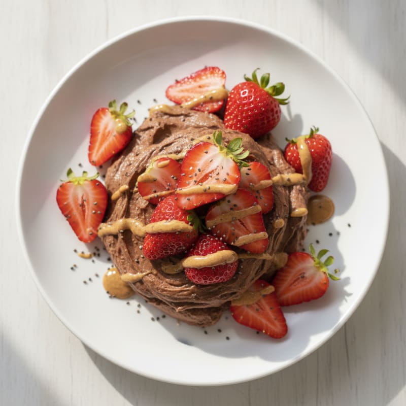 Chocolate Protein Mousse with Fresh Strawberries