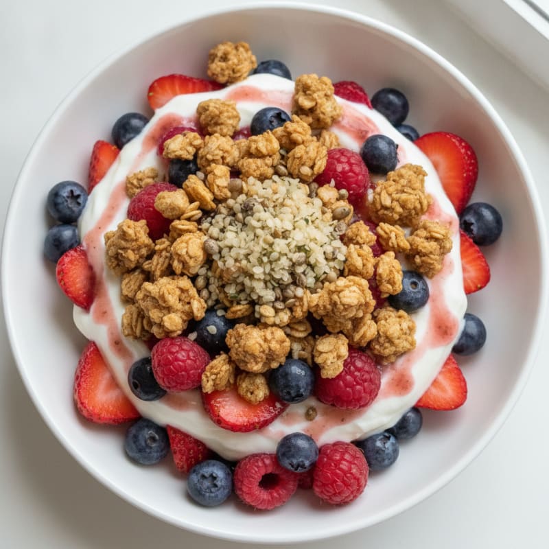 Creamy Greek Yogurt Parfait with Mixed Berries and Protein Granola