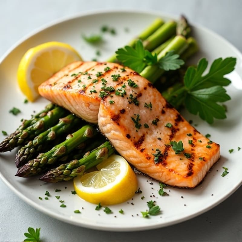Lemon Herb Grilled Salmon with Roasted Asparagus
