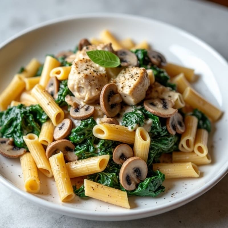 Creamy Truffle Mushroom and Spinach Pasta