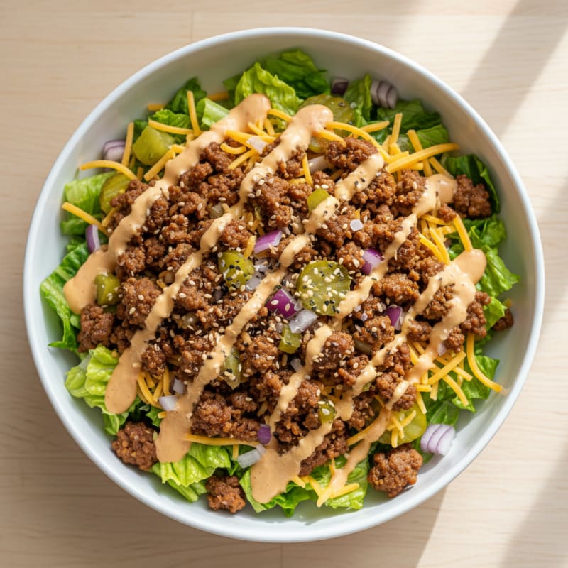 Crispy Ground Beef Big Mac Bowl