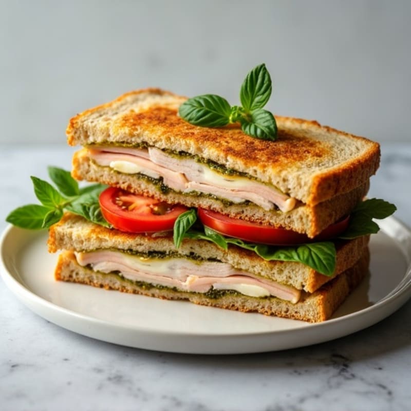 Crispy Lean Turkey Pesto Panini