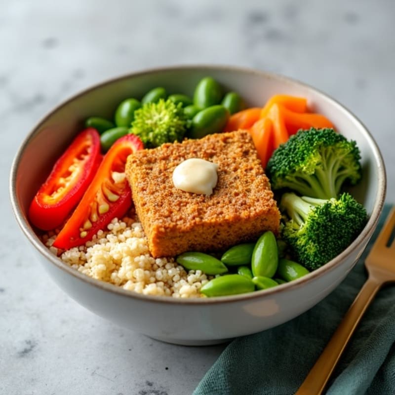 Crispy Baked Tofu Buddha Bowl with Quinoa