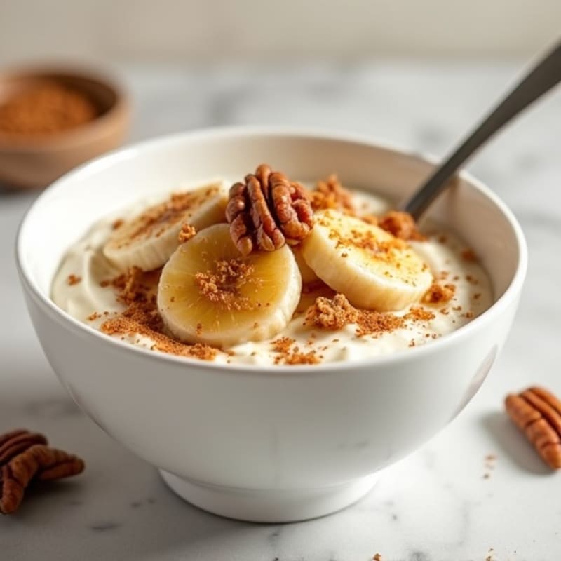Protein-Packed Yogurt Bowl with Caramelized Banana and Crunchy Pecans