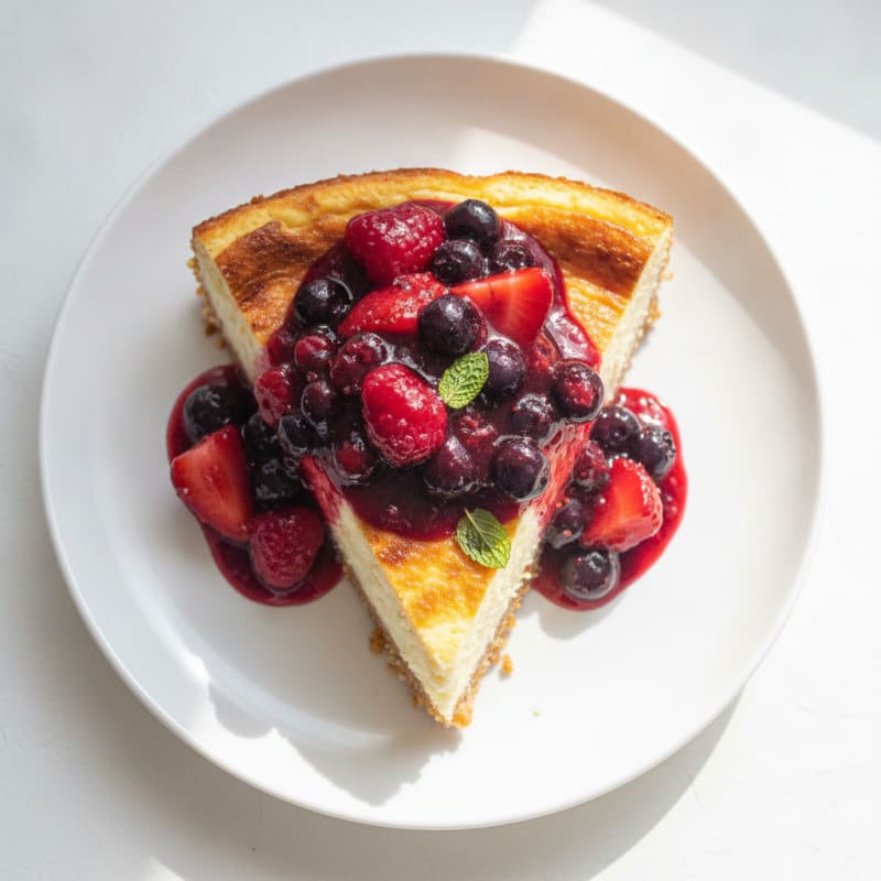 Greek Yogurt Protein Cheesecake with Mixed Berries