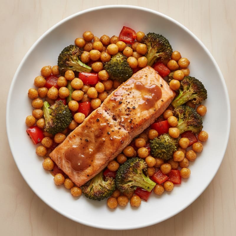 Sweet and Savory Baked Salmon with Roasted Vegetables