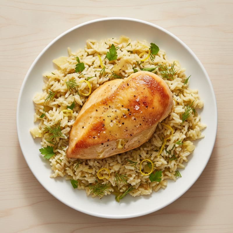 Lemon Herb Rice Pilaf with Roasted Chicken