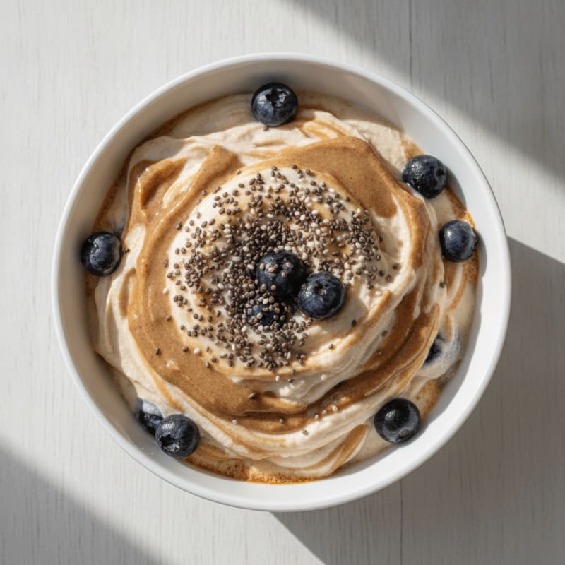 Greek Yogurt Protein Parfait with Almond Butter and Chia Seeds