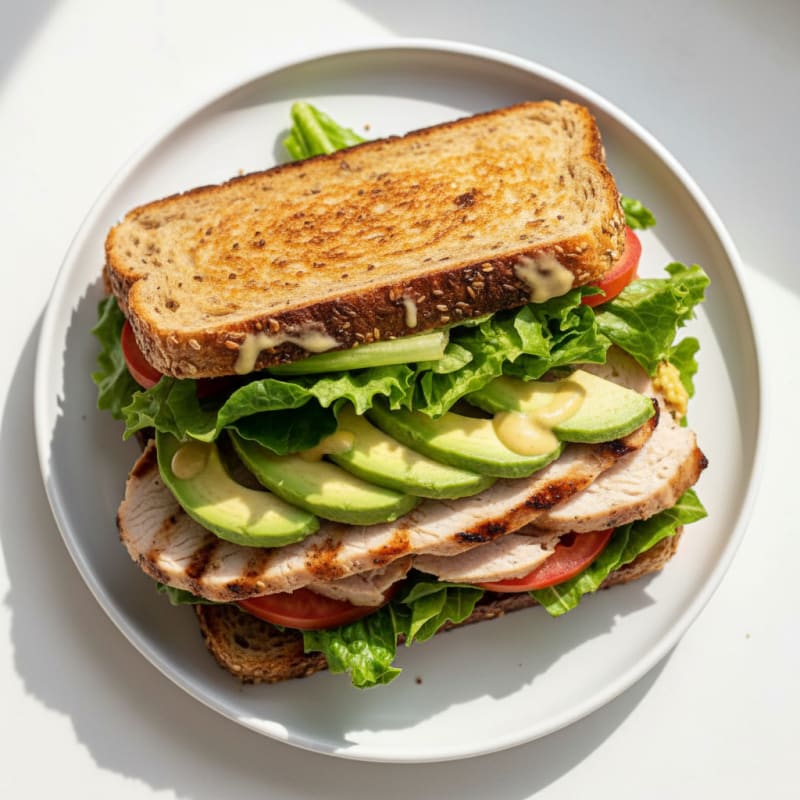 Grilled Turkey Breast Sandwich with Toast and Crunchy Romaine