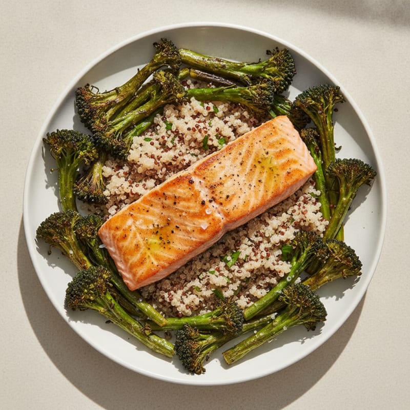 Salmon with Quinoa and Roasted Broccoli