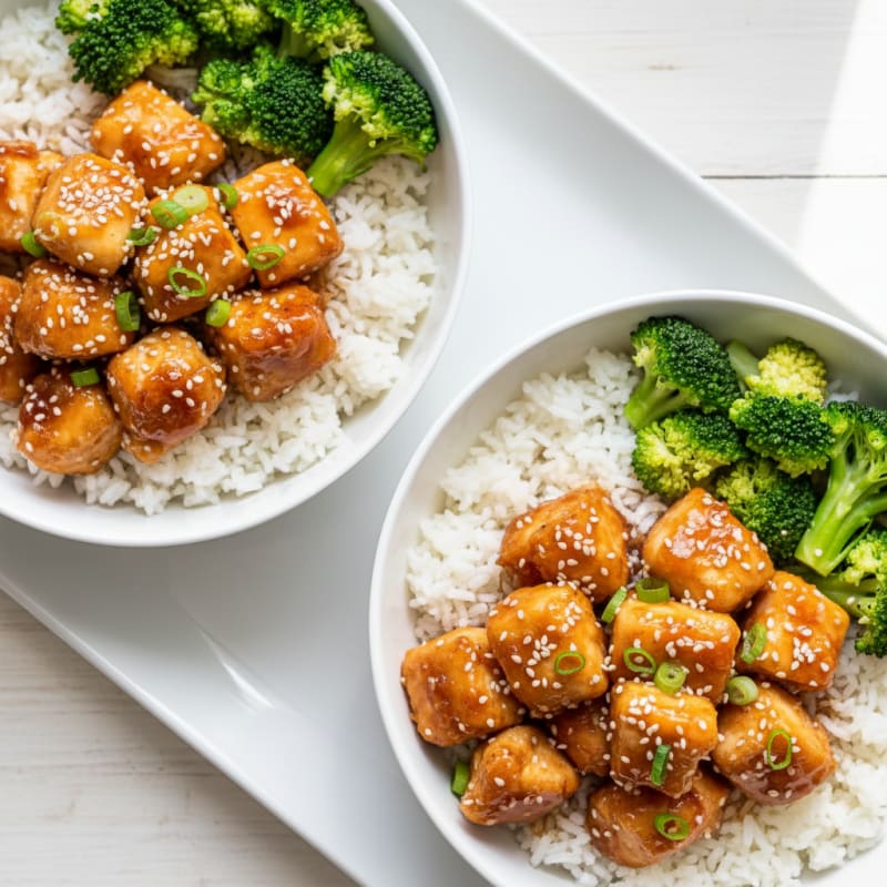Crispy Honey-Garlic Chicken Bowls