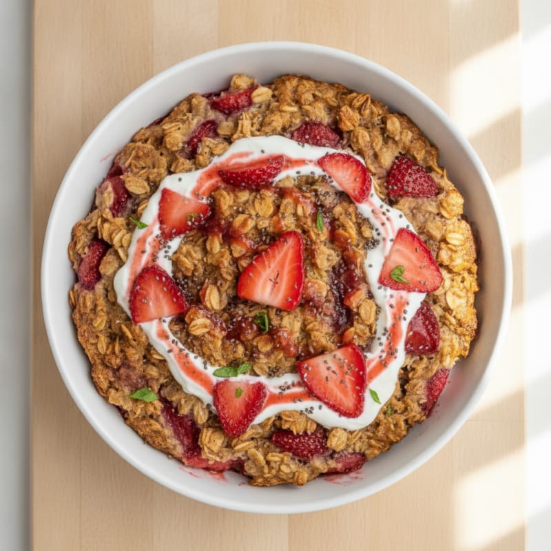 Baked Strawberry Protein Oatmeal