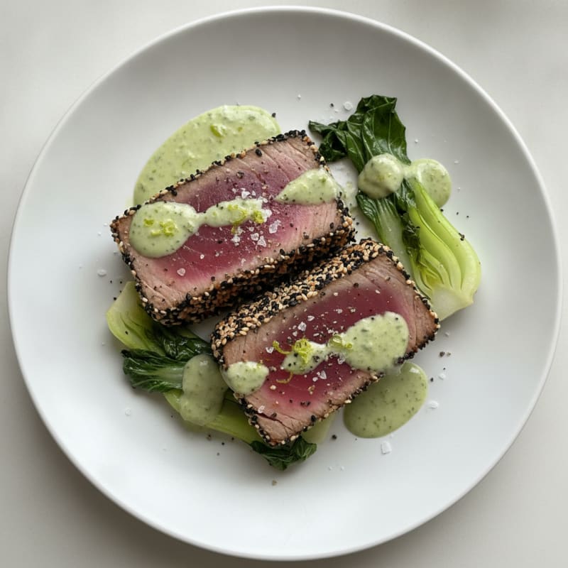 Pan-Seared Ahi Tuna with Wasabi Aioli