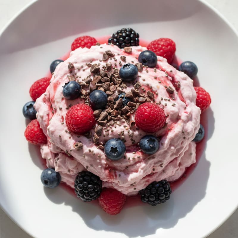 Greek Yogurt Protein Mousse with Mixed Berries