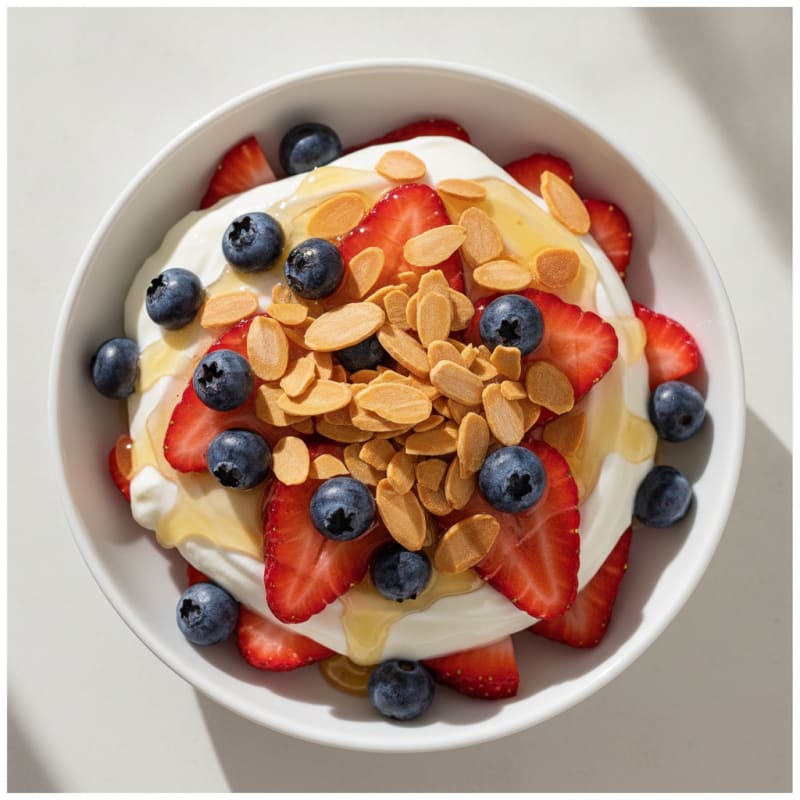 Creamy Greek Yogurt Parfait with Berries and Almonds