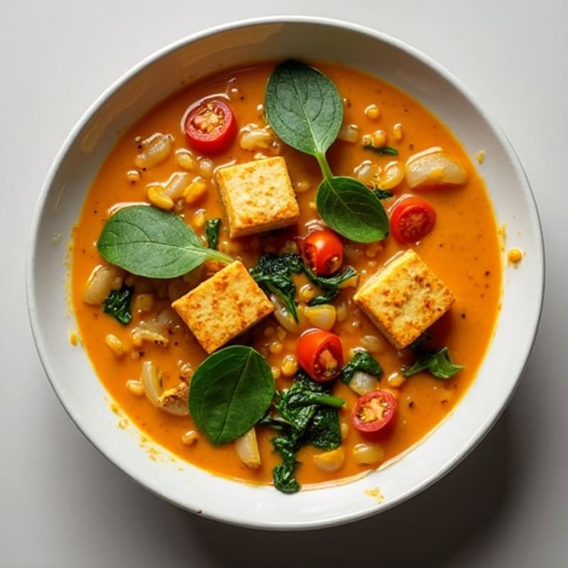 Creamy Red Lentil Curry with Fresh Spinach