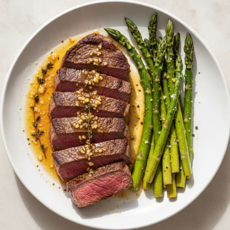 Garlic Butter Steak with Roasted Asparagus
