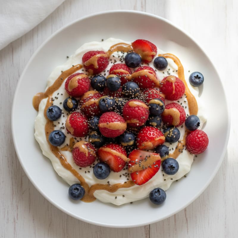 Silky Greek Yogurt Protein Pudding with Mixed Berries